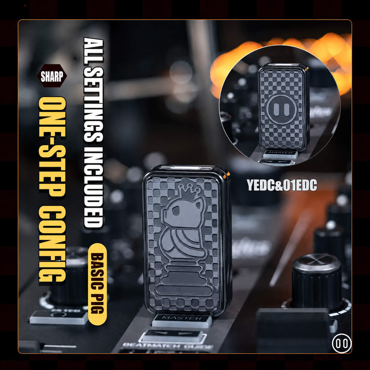 YEDC × 01EDC Mechanical Fidget Slider – Pig & Rooster Chess Edition