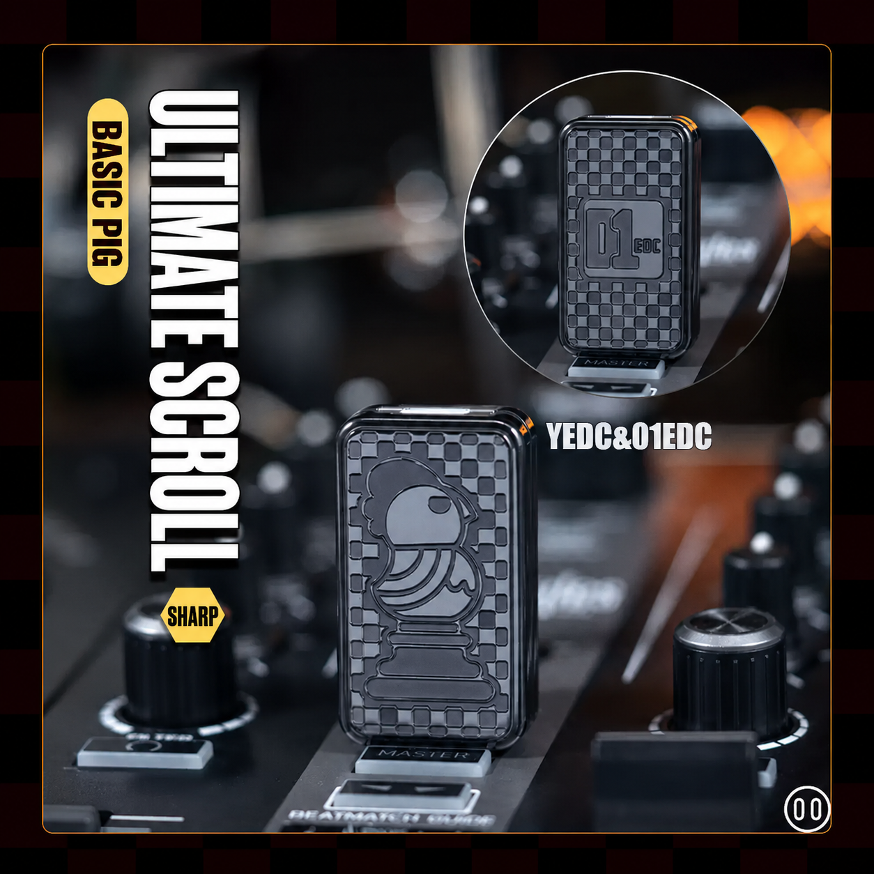 YEDC × 01EDC Mechanical Fidget Slider – Pig & Rooster Chess Edition